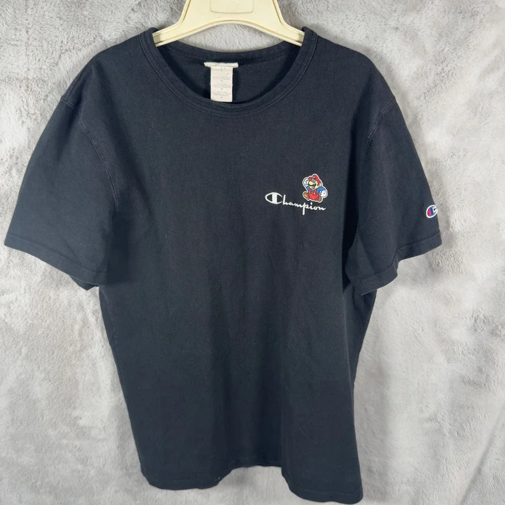 Champion Super‎ Mario Bros Nintendo Graphic T-Shirt Mens Medium Black Cotton - Picture 2 of 8